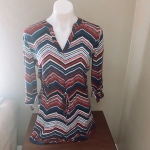 maroon, blue, and white dress